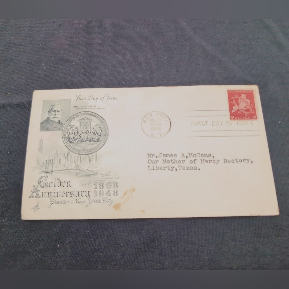 1948 Port Of New York City 5c Air Mail First Day of Issue Envelope
